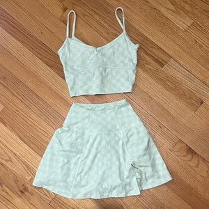 Madewell Light Green Checkered Skirt Set